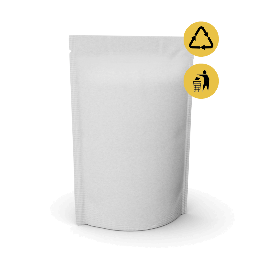 Stand-up pouch white barrier paper